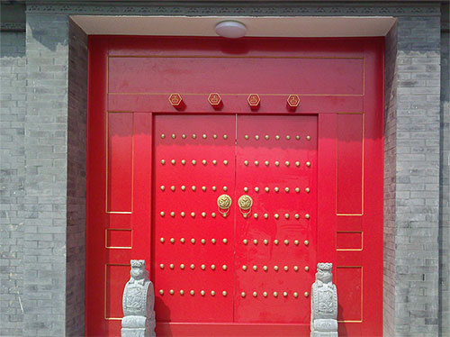顺城中国传统四合院系列朱红色中式木制大门木作